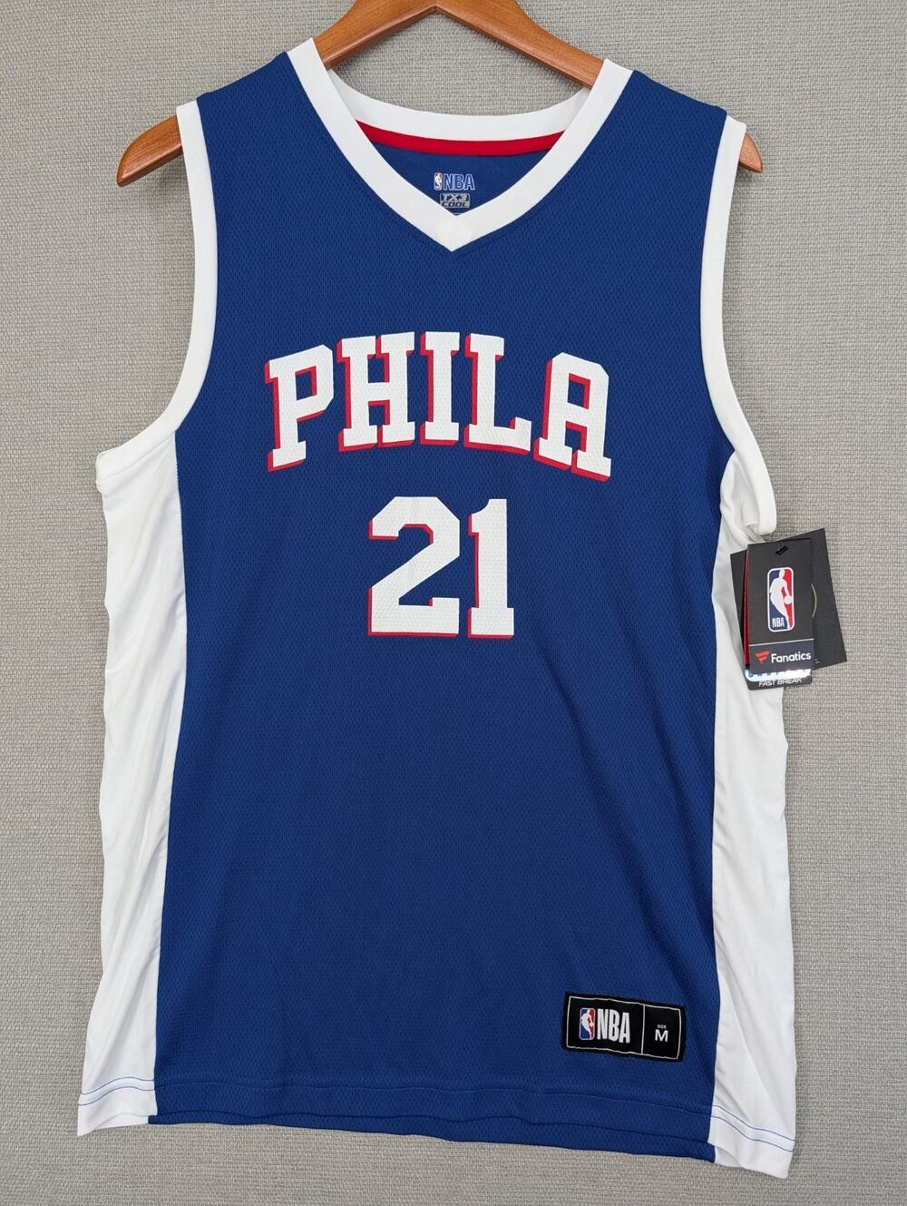 NBA Philadelphia 76ers Men's Embiid #21 Jersey Size Medium TX 3 Cool NBA Branded